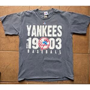 Majestic New York Yankees 1903 T-Shirt Mens Large Gray MLB Graphic Tee